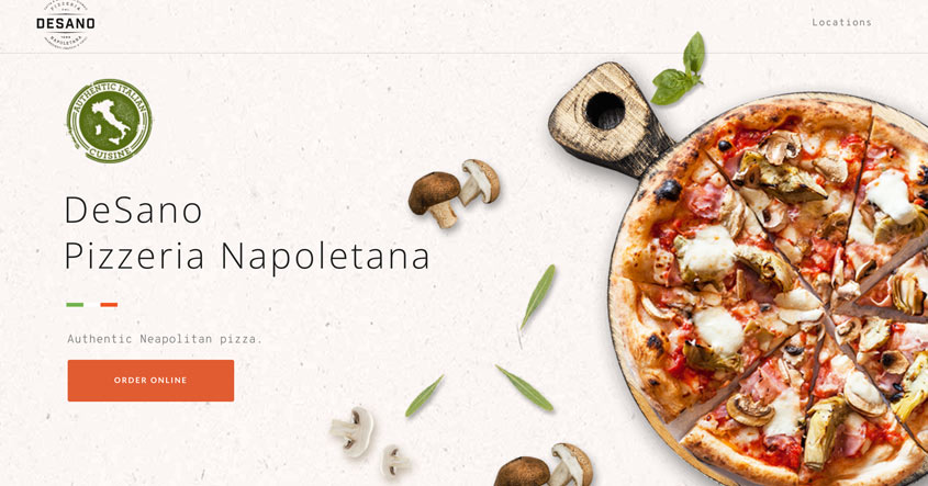 DeSano Pizza homepage desktop view