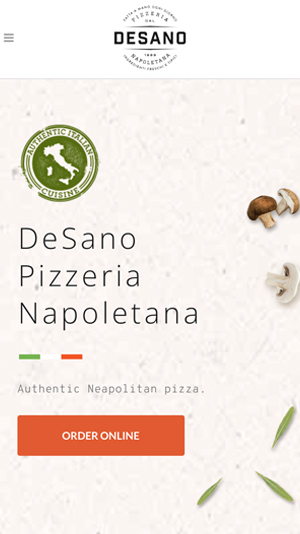 DeSano Pizza mobile view
